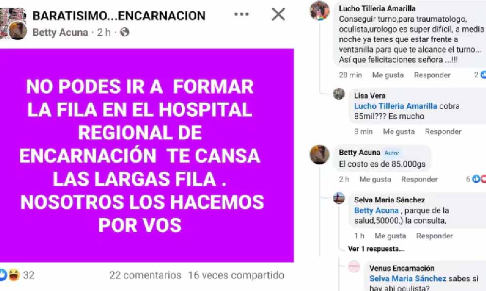 Solicitan dinero por “formar fila” y sacar turno en el hospital: escándalo en Encarnación