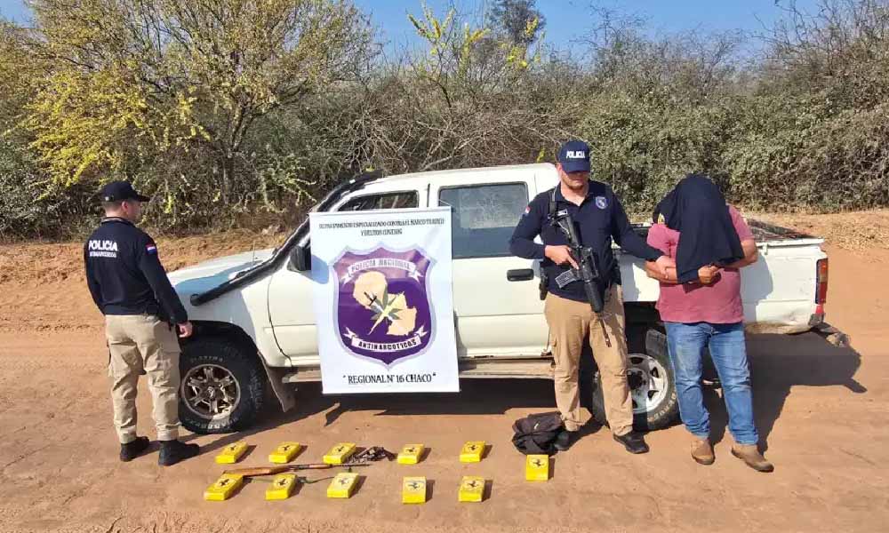 Chaco: Policía Antinarcótico detiene a conductor con 13 kilos de cocaína